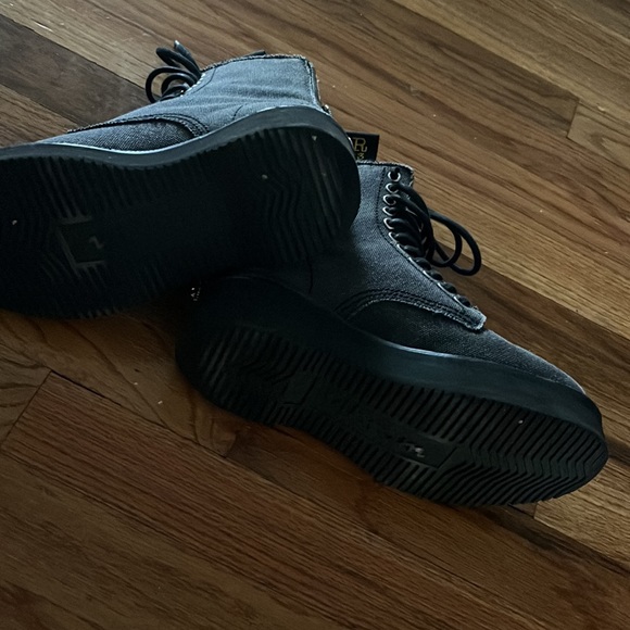 R13 Stack Dark Gray Canvas Platform Sole Lace Up Combat Boots Sz 35/5 $895 - Picture 4 of 5